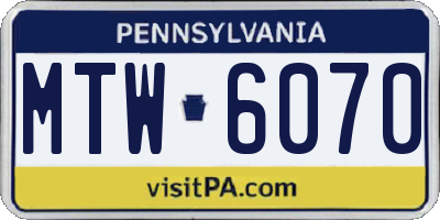 PA license plate MTW6070