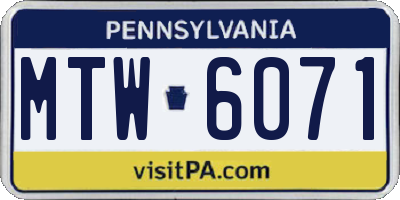 PA license plate MTW6071