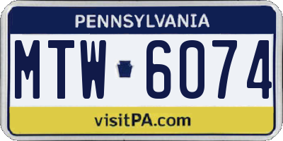 PA license plate MTW6074