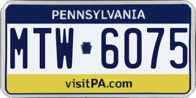 PA license plate MTW6075