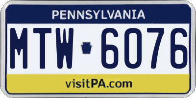 PA license plate MTW6076