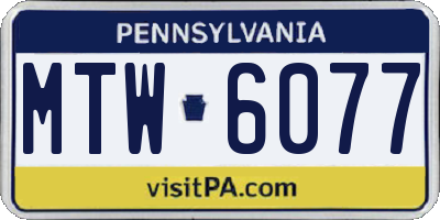 PA license plate MTW6077