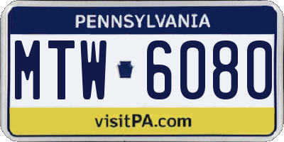 PA license plate MTW6080