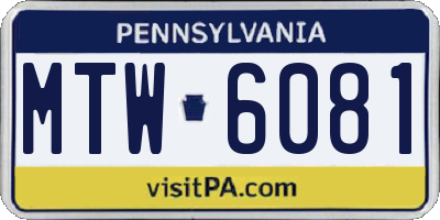PA license plate MTW6081