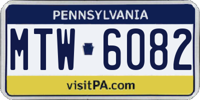 PA license plate MTW6082