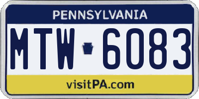 PA license plate MTW6083