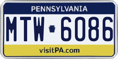 PA license plate MTW6086