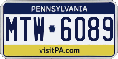 PA license plate MTW6089