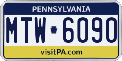 PA license plate MTW6090