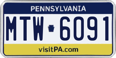 PA license plate MTW6091