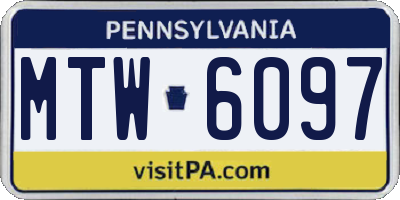 PA license plate MTW6097