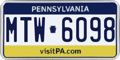 PA license plate MTW6098