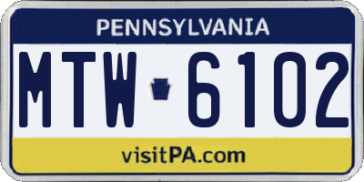 PA license plate MTW6102