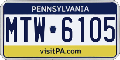 PA license plate MTW6105