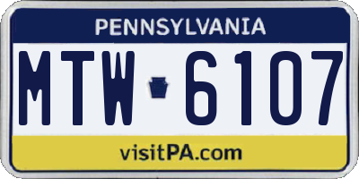 PA license plate MTW6107