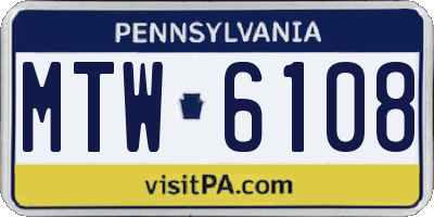 PA license plate MTW6108