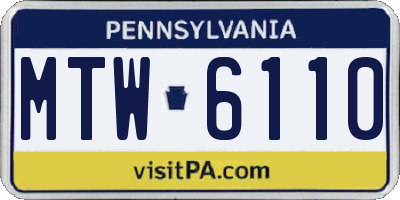PA license plate MTW6110