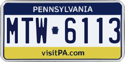 PA license plate MTW6113