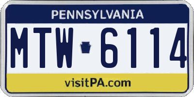 PA license plate MTW6114