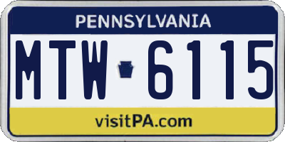 PA license plate MTW6115