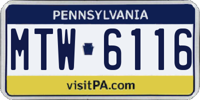 PA license plate MTW6116