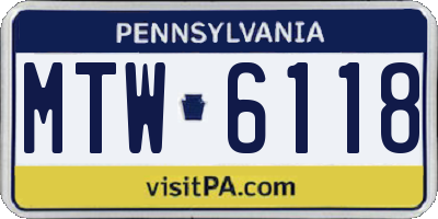 PA license plate MTW6118