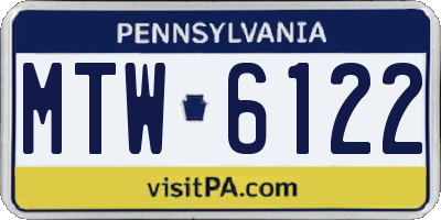 PA license plate MTW6122
