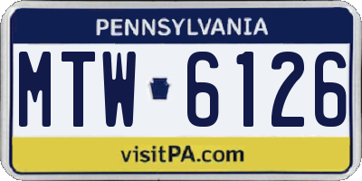 PA license plate MTW6126