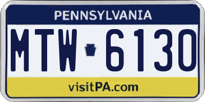 PA license plate MTW6130