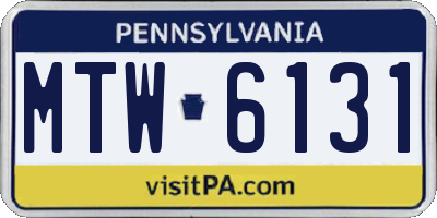 PA license plate MTW6131