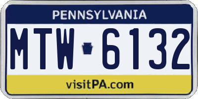 PA license plate MTW6132