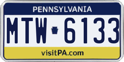 PA license plate MTW6133