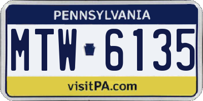 PA license plate MTW6135