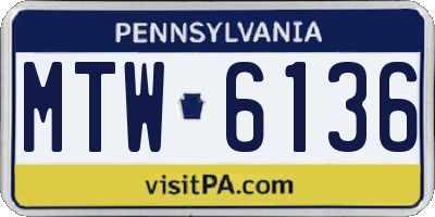 PA license plate MTW6136