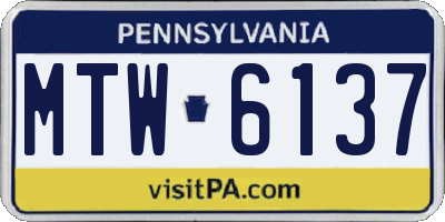 PA license plate MTW6137