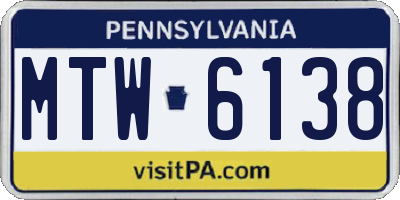 PA license plate MTW6138