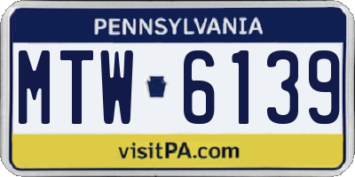 PA license plate MTW6139