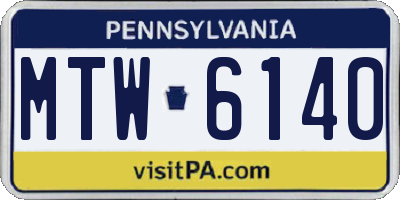PA license plate MTW6140