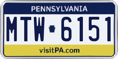 PA license plate MTW6151