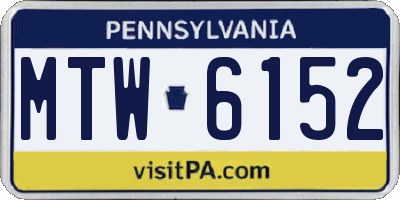 PA license plate MTW6152