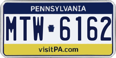 PA license plate MTW6162