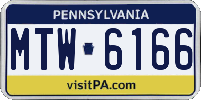 PA license plate MTW6166