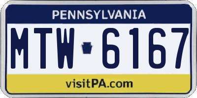 PA license plate MTW6167