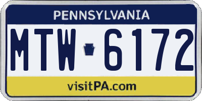 PA license plate MTW6172