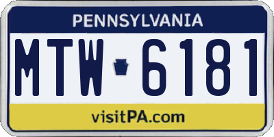 PA license plate MTW6181