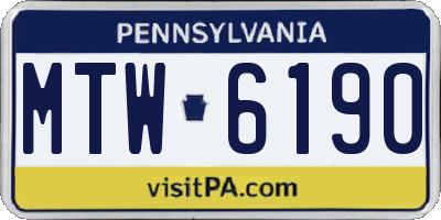 PA license plate MTW6190