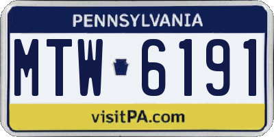 PA license plate MTW6191