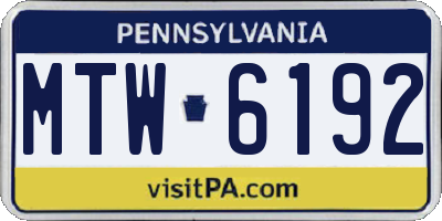 PA license plate MTW6192