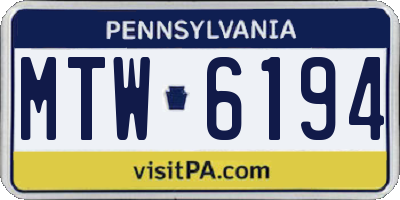 PA license plate MTW6194