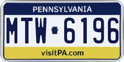 PA license plate MTW6196